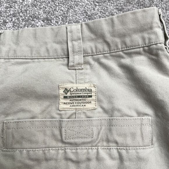 Columbia ROC Chino Shorts Mens 38 Beige Snap Button Flat Front Outdoor 37x10 - Picture 11 of 16